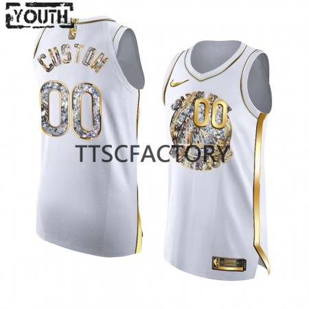 Kinder NBA Golden State Warriors Trikot Benutzerdefinierte Nike 2022 Golden Diamond Edition Weiß Swingman